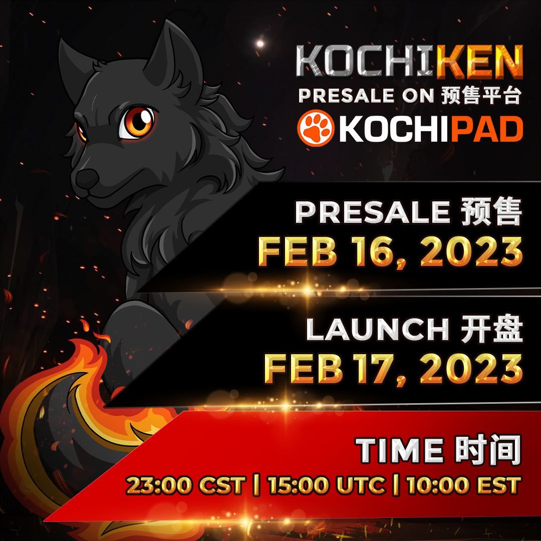 EvaAI_'s tweet photo. $Eva is excited to support @KochiKenBSC 

Their presale is being held on 2/16 on Kochipad. 

#KochiKen is one of the hottest upcoming tokens on BSC with communities already formed across the globe. $Eva will support spreading their message through presale and launch. https://t.co/EFRHXNaUWo