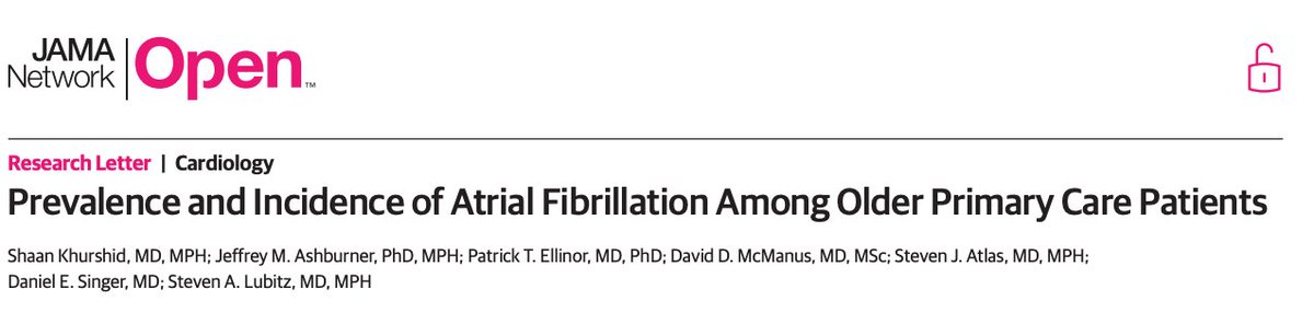 How common is #afib in today's primary care? Prevalence 13%, incidence 2.4%/yr among pts ≥65 yrs in VITAL-AF trial, adjudicated outcomes #afib prevalence 29% in ≥85 yrs and 43% in #heartfailure Paper @JAMANetworkOpen ➡️ bit.ly/3XI2rbz @MGHHeartHealth @MGHMedicine