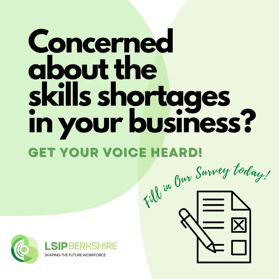 It's time to get your voice heard! 🔊

Shape your future workforce with the Local Skills Improvement Plan. Take 10 mins to complete this survey and be part of the skills solution; buff.ly/3RVgglu 

#shapingthefutureworkforce #berkshirelsip #getyourvoiceheard