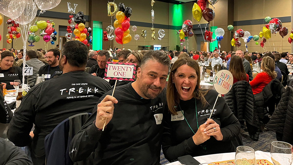 TREKKDesign's tweet photo. We had a great time celebrating #TREKKs21st at the @EClubKC #ShrimpBingo this weekend! Thanks to all of our colleagues, clients and friends who joined in on the fun. #oneTREKK #ImprovingLives https://t.co/rb2qHiZcir