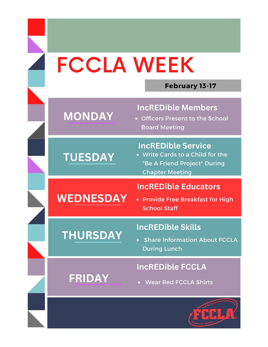We are so excited to celebrate #FCCLAweek with our #incREDible #FCCLA members!