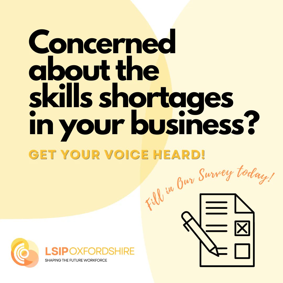 It's time to get your voice heard! 🔊

Shape your future workforce with the Local Skills Improvement Plan. Take 10 mins to complete this survey and be part of the skills solution; buff.ly/3RVgglu 

#shapingthefutureworkforce #oxfordshirelsip #getyourvoiceheard