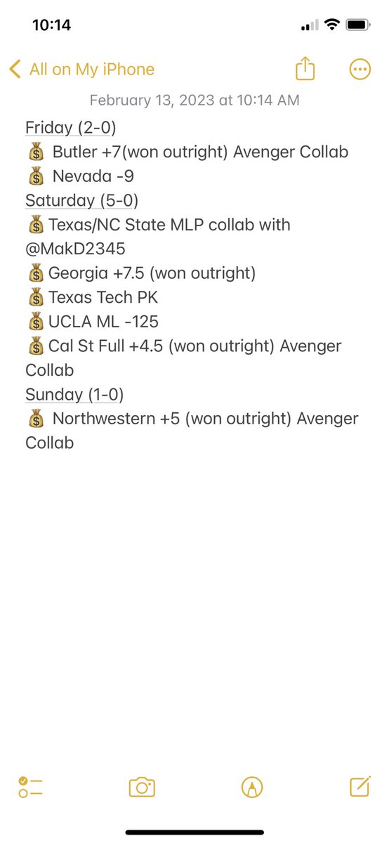Currently on a 9 play winning streak going back to Friday 💰🤑💰🤑💰🤑💰🤑💰

Let’s get number 10 in a row today!!!

Cbb Record: 110-80-1