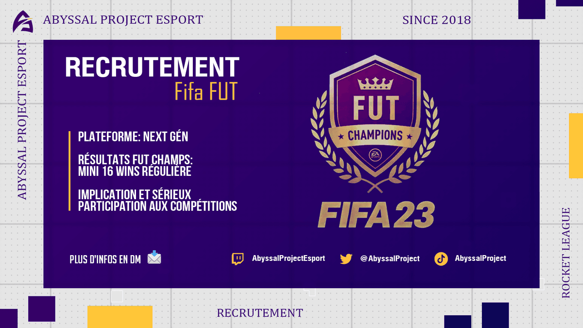 🚨RECRUTEMENT🔍

Notre section #FUT commence à prendre forme !

Tout est prêt pour accueillir des joueurs prometteurs et prêts à s'investir dans un projet durable⚽️

Bonne mentalité et ambition sont de rigueur🧠

Nos DM sont grands ouverts📩

#LetsGoABP
RT pour le visibilité🙏