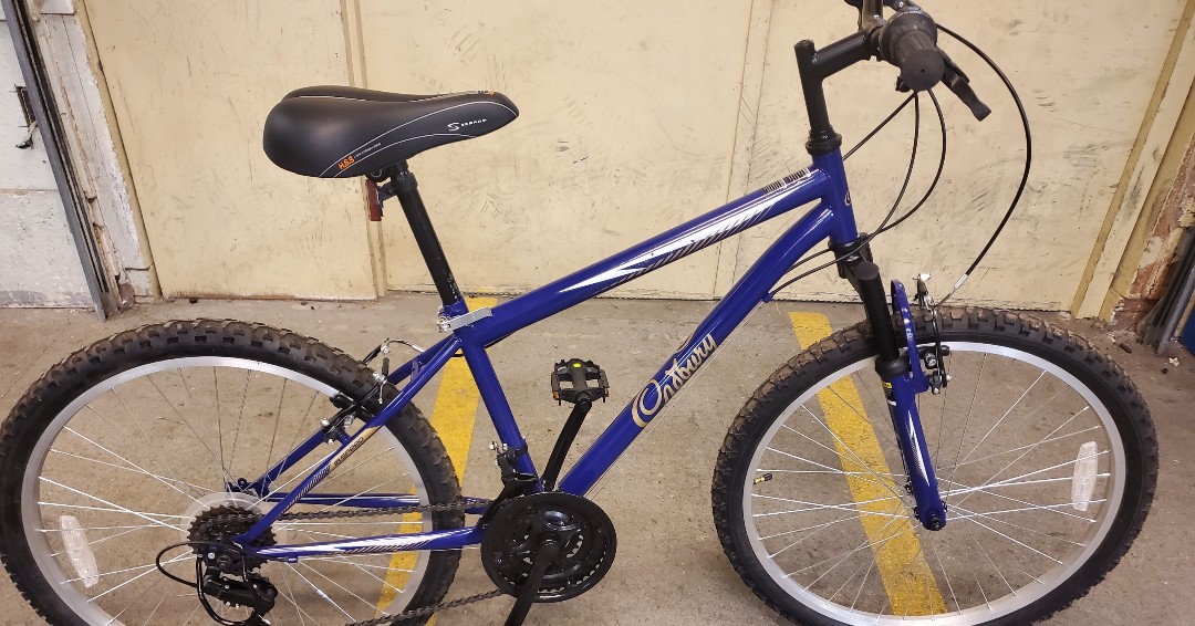 Looking for a unique bike for a child,  this is a Cadbury sponsored bike all fixed up and ready to go.  $50.00 for this 24 inch tires on this 13 inch frame. Come to our Cycle/Cycle shop at 4240 Alexis Park Dr to check it out.