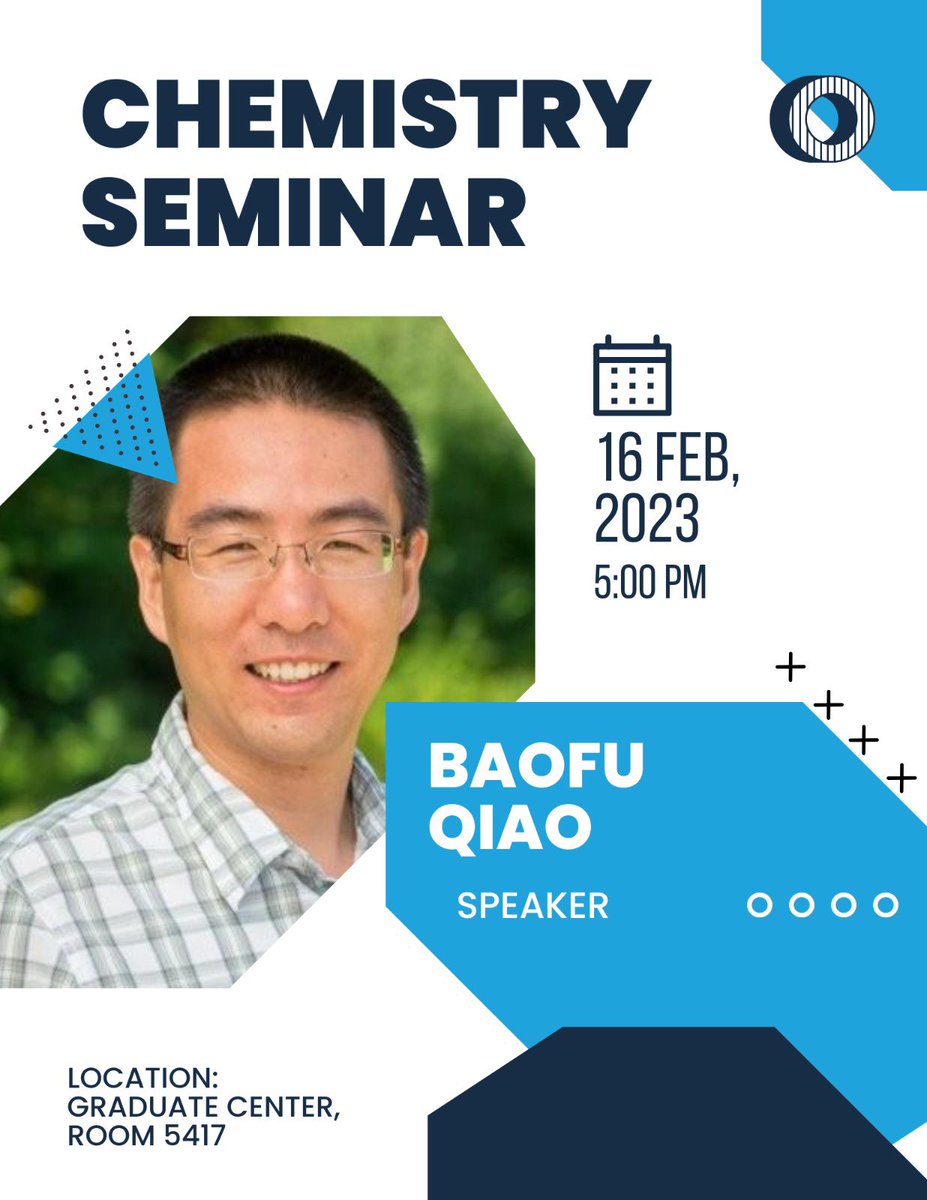 Chemistry seminar 

Date: Feb 16th, 2023
Time: 5:00 pm
Location: Graduate Center, Room 5417
Speaker: Baofu Qiao
Title: Butterfly effect in protein- ligand binding 

#cuny #chemistryseminar #graduateseminar #graduatecenter #seminar #nyc #newyorkcity #newyork #chemistryphd