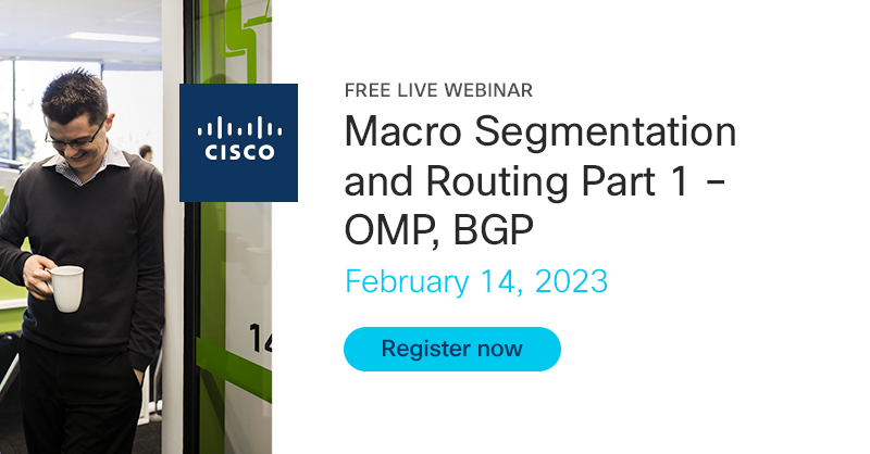 Dive into the Overlay Management Protocol (OMP) with our experts at this free webinar on February 14, 2023, at 8 a.m. Pacific Time. 

Register now: cs.co/60143moVp
#CiscoCert #NetEng