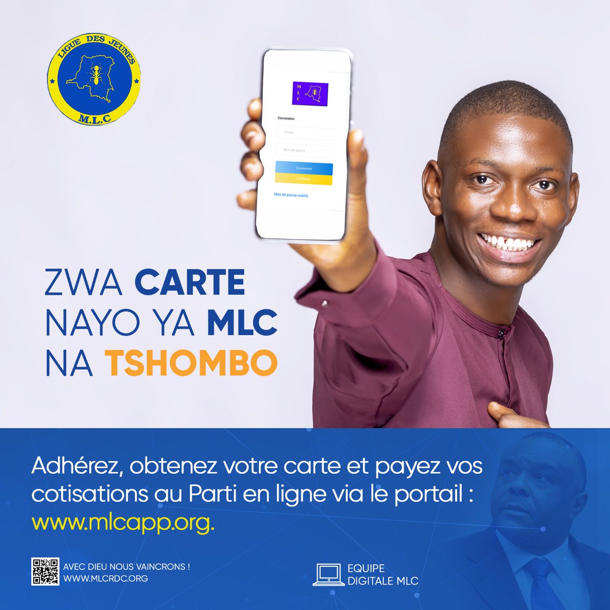 Zwa carte na yo ya <a href="/MLCRDC/">MLCRDC</a> na tshombo. 
➲ Adhésion : Ofele
➲ Achat carte : 2000 FC seulement 
#Facile #Rapide #AvecDieuNousVaincrons