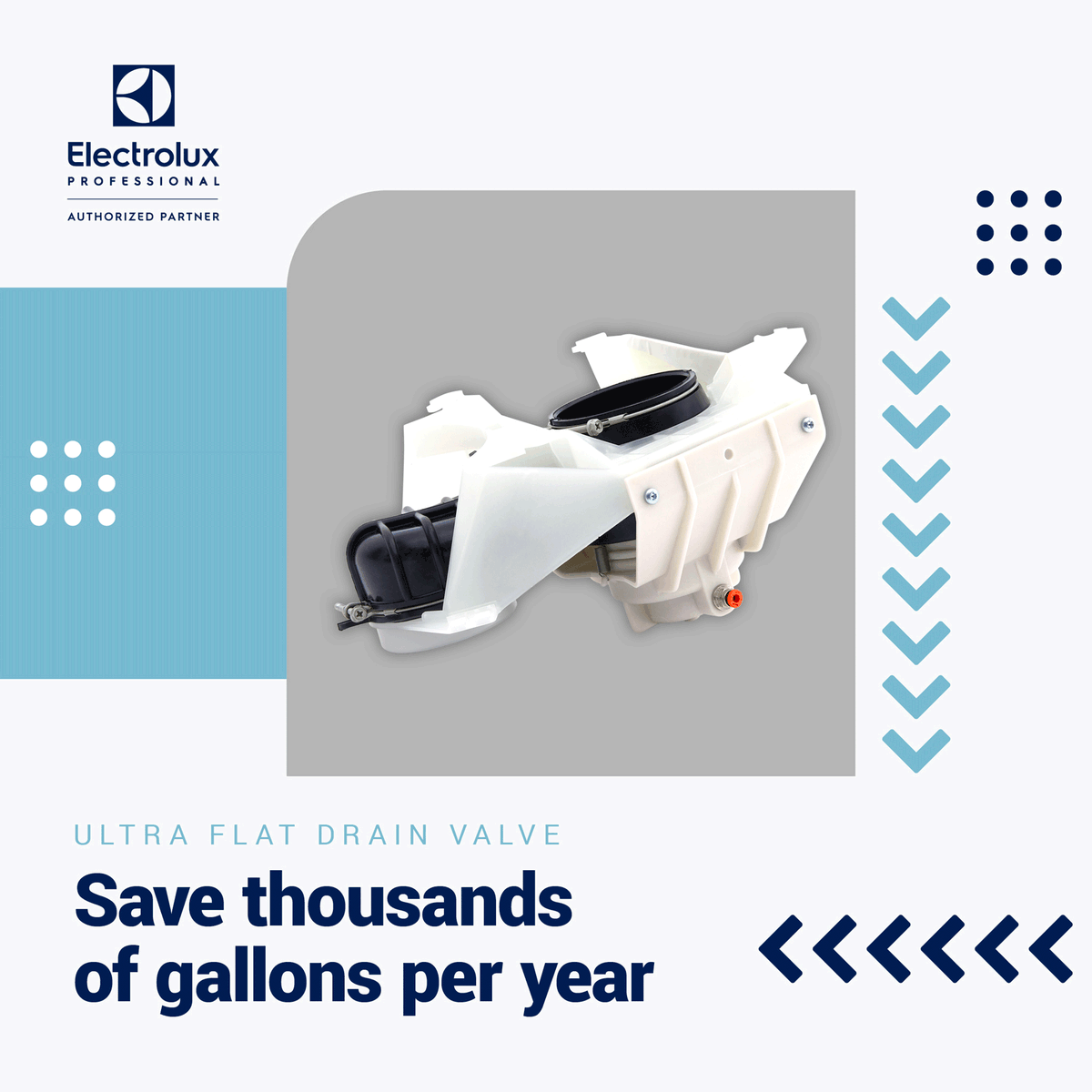 Slimline drain valve saves 97% in dead water vs. the
competition. Save 1.5 gallons of dead water every wash.
Learn more: youtu.be/FWBeYgeKlwo