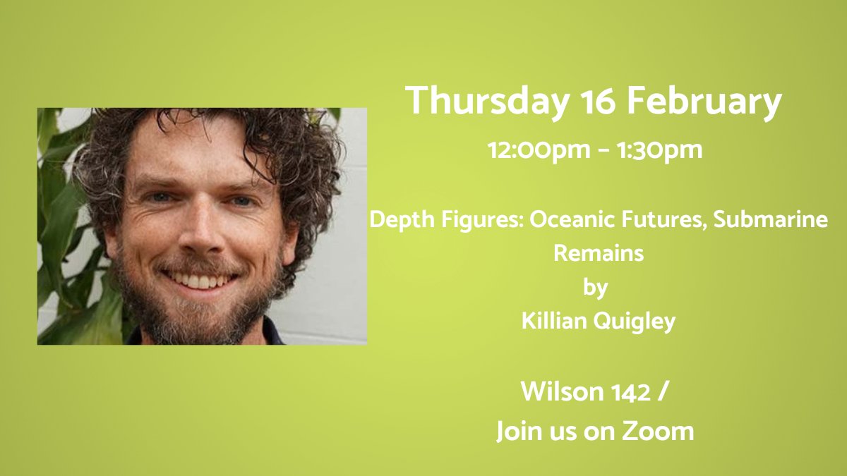 GlobalHumanitiesUVA (@uva_ihgc) on Twitter photo This week's Futurities lecture comes from <a href="/killian_quigley/">Killian Colm Quigley</a>, Research Fellow at the Institute for Humanities and Social Sciences and a visiting fellow at the IHGC. Join us on 16 Feb at 12pm for, Depth Futures: Oceanic Futures, Submarine Remains. Register -> virginia.us7.list-manage.com/track/click?u=… This week's Futurities lecture comes from <a href="/killian_quigley/">Killian Colm Quigley</a>, Research Fellow at the Institute for Humanities and Social Sciences and a visiting fellow at the IHGC. Join us on 16 Feb at 12pm for, Depth Futures: Oceanic Futures, Submarine Remains. Register -> virginia.us7.list-manage.com/track/click?u=…