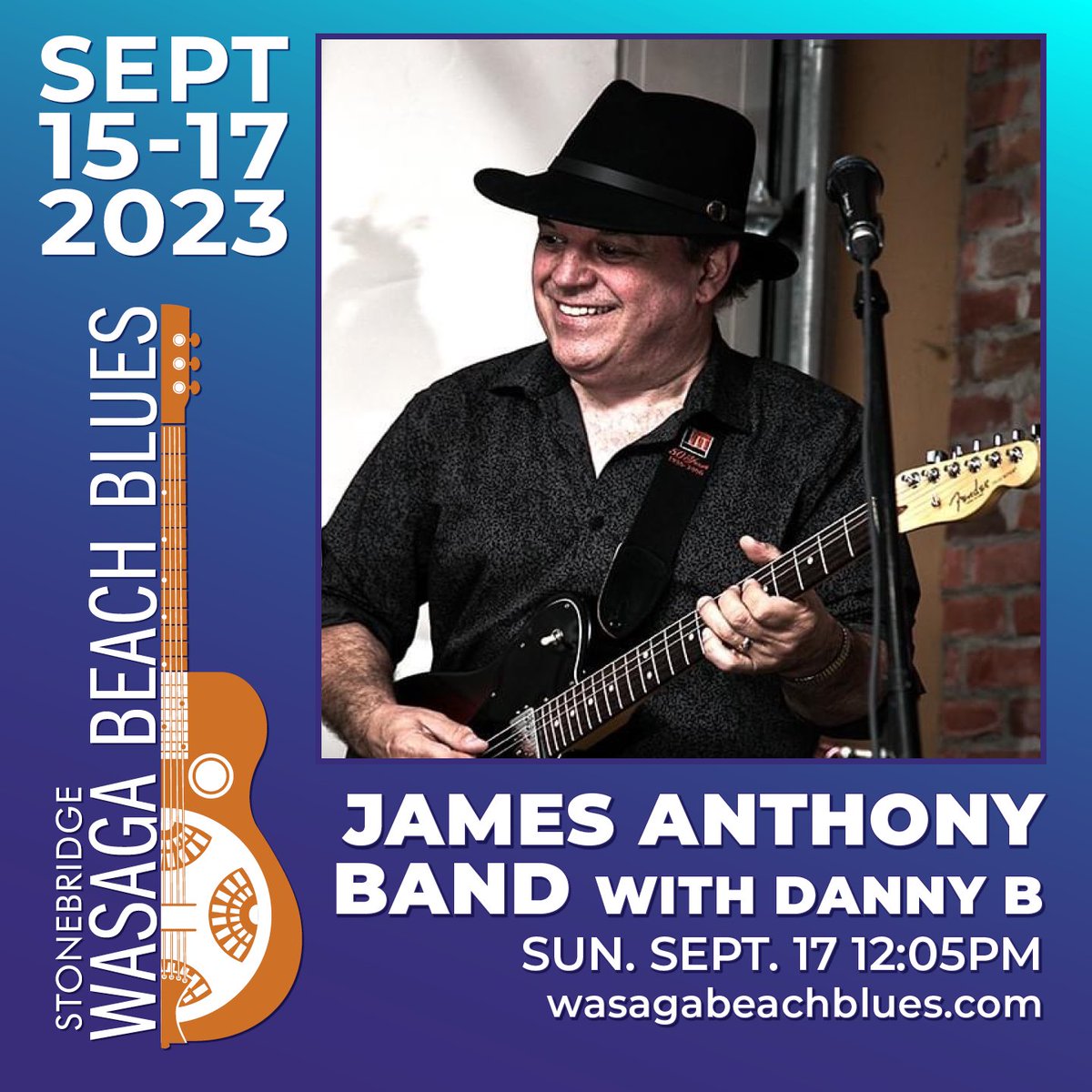 The lineup is set! Stonebridge Wasaga Beach Blues 2023 is going to be GREAT! With performers like James Anthony with Danny B, on stage Sunday, Sept. 17 at 12:05pm your weekend is going to be full of fabulous BLUES.  Buy your tickets today.
wasagabeachblues.com/festival-ticke…
