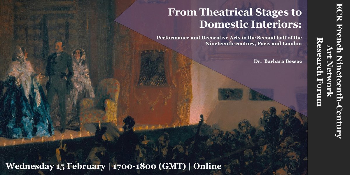 Happening Wednesday ! Join us for our next Research Forum from @BarbaraBessac on performance and the decorative arts 1850-1900 in Paris and London. Join us from 1700 (GMT). Details: ecrfrenchart.com/research-forum…