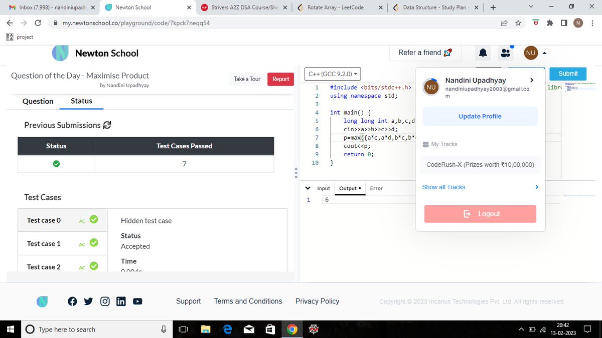 Today I have solved Maximise Product using #cplusplus
#Day29 of #30daysofcode @everydaycoders
#community #coding #programming #competitiveprogramming #codingchallenge #dsa #bubbleupcommunity