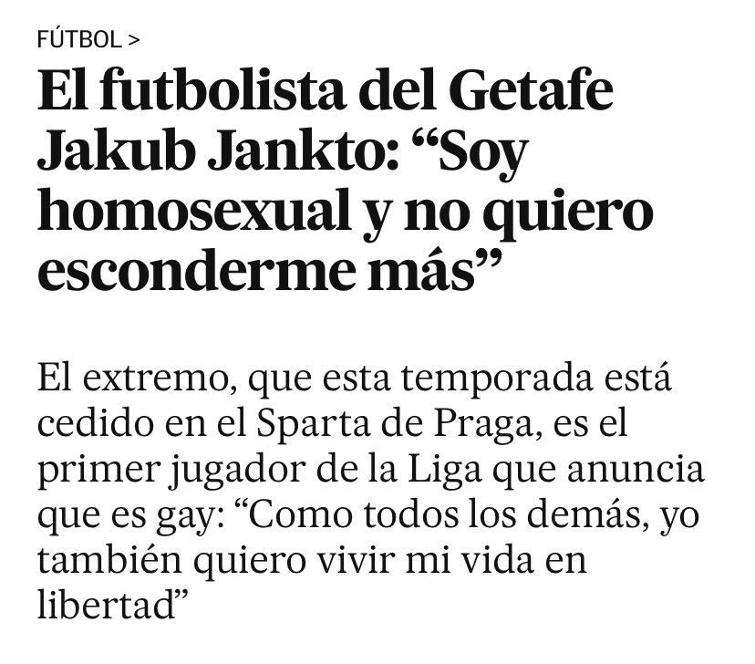 Por un fútbol y una sociedad donde esto ya no sea noticia, donde decir esto ya no sea propio de valientes.

Todo nuestro apoyo y gracias, Jakub Jankto.