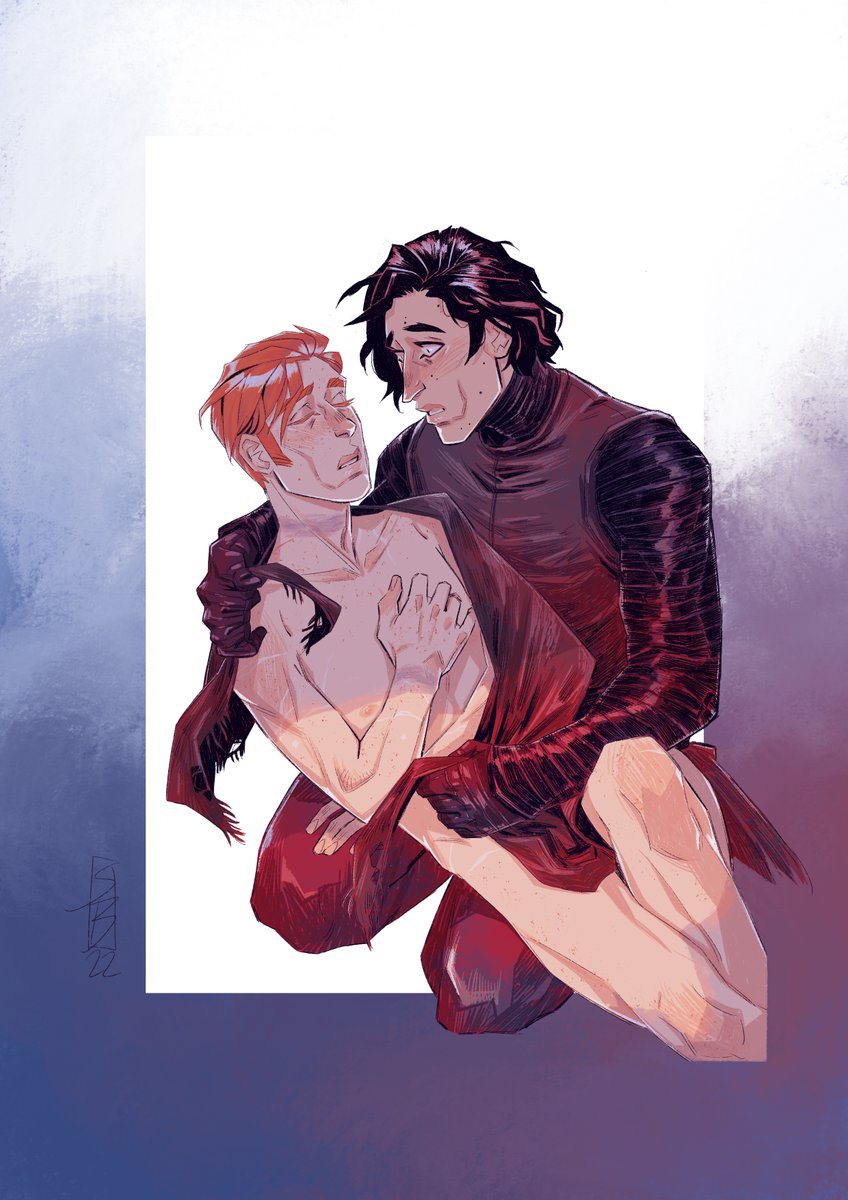 I'm so excited and proud to show you the first two illustrations I did for chapter one of 'The Shape Of Trust!' archiveofourown.org/works/44967061…
Seriously I couldn't imagine a better partner than @KyberKills for this story! 😭✨ Thank you so much!! 

#kylux #kyluxbigbang #kbb2022