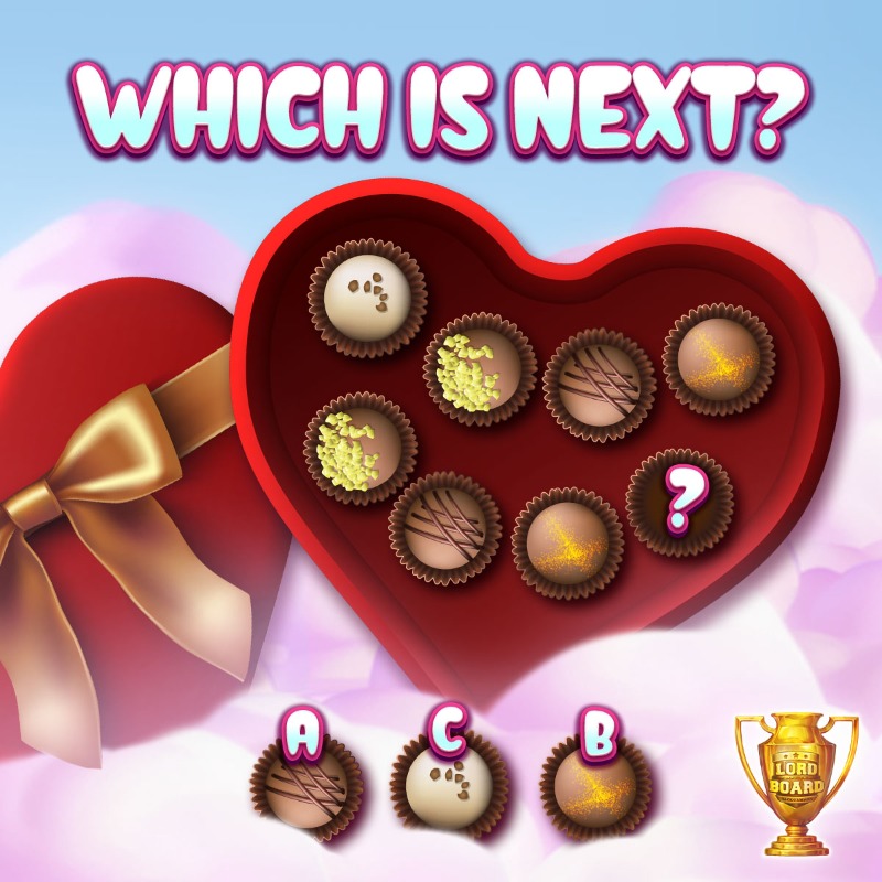 Lordoftheboard3's tweet photo. ๐What should be next to complete this pattern? A, B or C?!
๐Tell us below & Snag a GIFT๐ https://t.co/N0eKcRmvj2
#cupid #valentines #love #heart #BestBackgammon๐ฒ #valentinesday #loveisintheair #boardgames #backgammon #game #freecoins #bonus https://t.co/I8k0W8PWK1