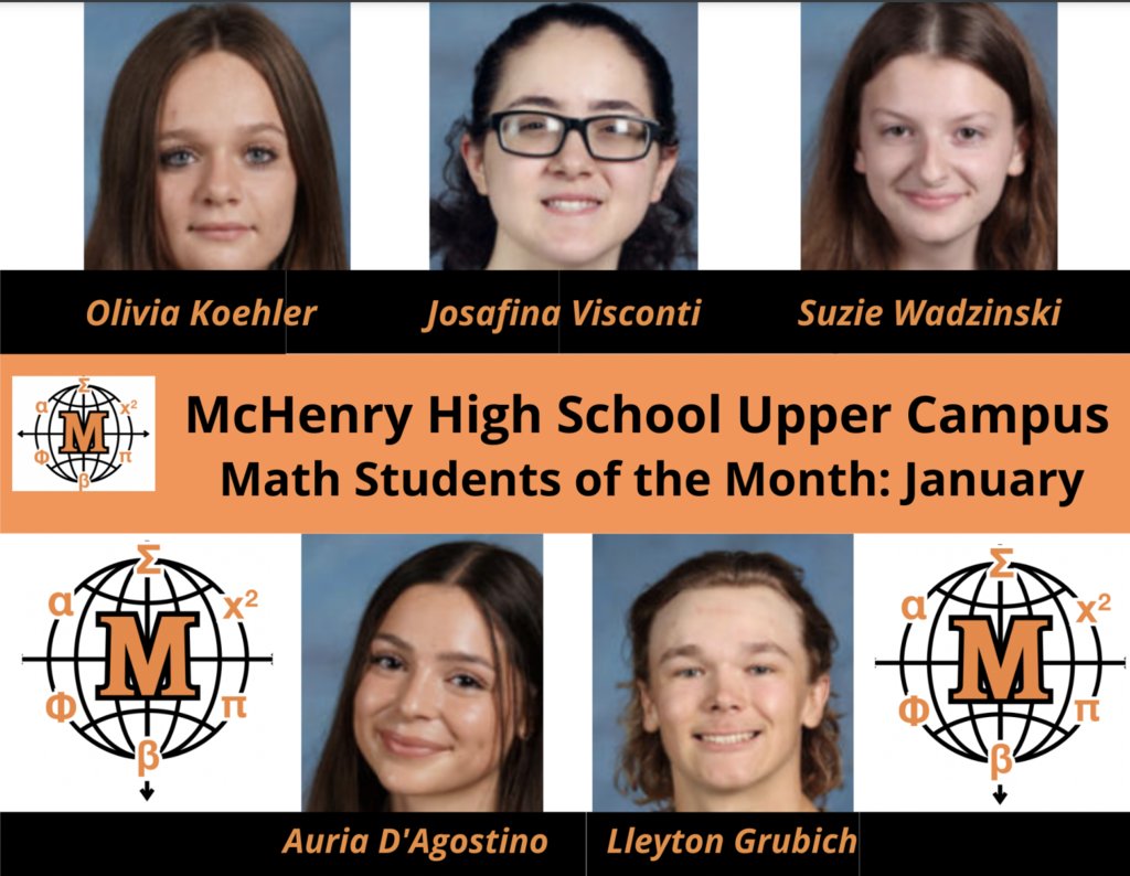 Congratulations to the MCHS Math Division Students of the Month for January! These students were nominated by their math teachers for working hard, persevering when the math got tough, and never giving up! Keep up the great work MCHS students!!