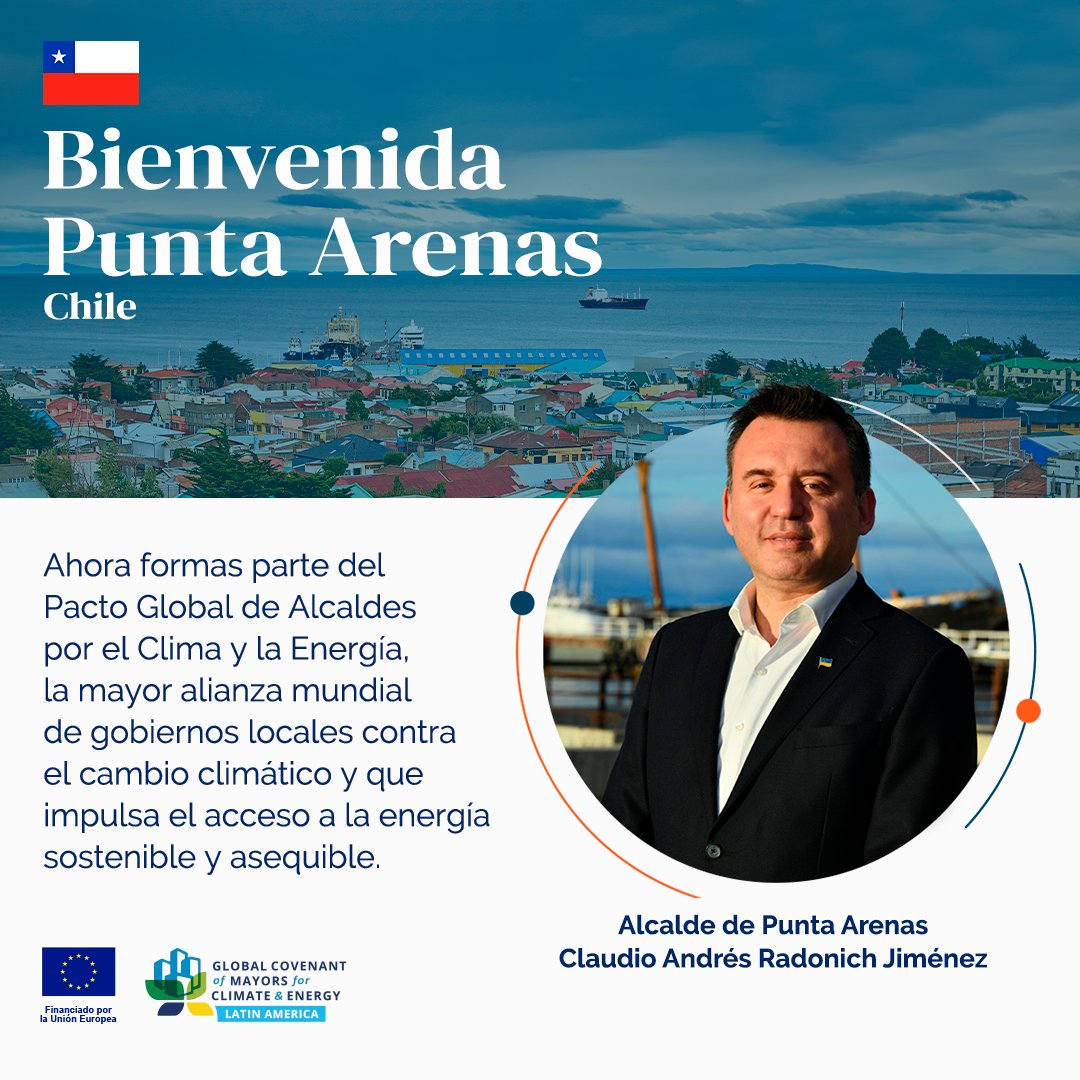 🤝 ¡Démosle la bienvenida al municipio de Punta Arenas al Pacto Global de Alcaldes por el Clima y la Energía (GCoM)! 🌎 Ahora ya somos 12655 ciudades unidas por la #acciónclimática.