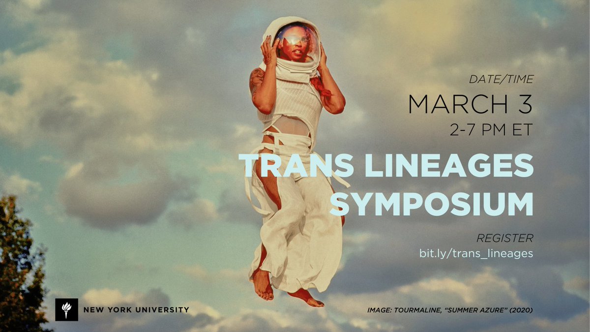 Join us March 3 for Trans Lineages Symposium - organized by <a href="/whitneypow/">Whit Pow (they/them)</a> &amp; Nicole Fleetwood and featuring keynotes <a href="/CRileySnorton/">C. Riley Snorton</a> + <a href="/cawkward_rich/">Cameron Awkward-Rich</a> + <a href="/gp_jls/">Jules Gill-Peterson</a> + @er_ique 

REGISTER bit.ly/trans_lineages