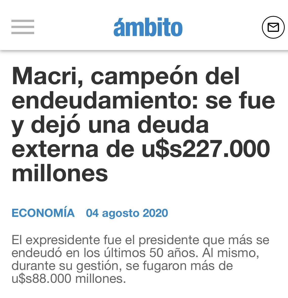 Macri fue el presidente que más endeudó a los Argentinos en los últimos 50 años. Ahora con ayuda de sus medios de “periodismo” Dictador quieren culpar a otro. #JxCdevolveLaGuita 💸