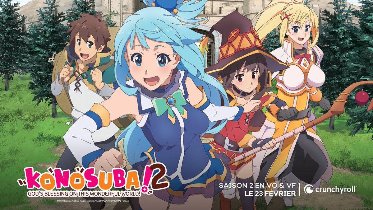 Crunchyroll_fr's tweet photo. « À quand Konosuba en France ? » ÇA ARRIVE ! 🇫🇷

Les 2 saisons et le film prêts à se réincarner en VO/VF sur Crunchy. ✨ https://t.co/ESFY2s8R6P