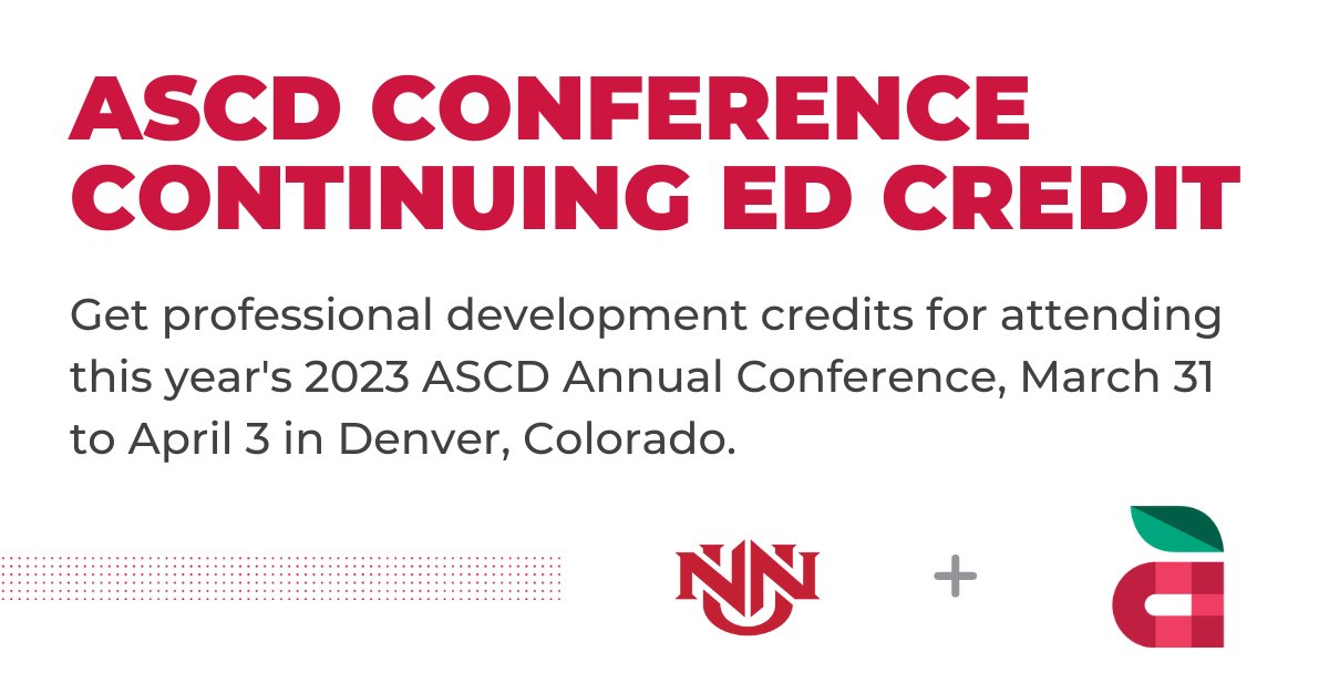 nnucpd's tweet photo. Are you attending this year's ASCD Annual Conference? Get graduate level continuing education (non-degree seeking) college credit for your participation. Thanks @ASCD for aligning credit with us!

Register for credit: https://t.co/XtGHMSuw9y

#HereForGood #NNUCPD #ASCD #teachers https://t.co/s9cPcGTTB7