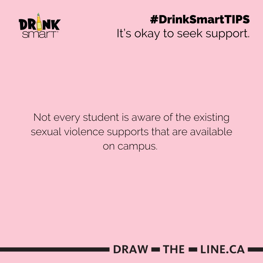 DrinkSmartCa's tweet photo. If you, or someone you know, has experienced sexual violence, please seek your campus support(s).
📍 OR, you can seek free and confidential support at https://t.co/eI73ZuAjIA.
#DrinkSmartTIPS #drinksmart #valentinesday #support #SexualViolence @DrawTheLineON https://t.co/Yw0IzDeG7H