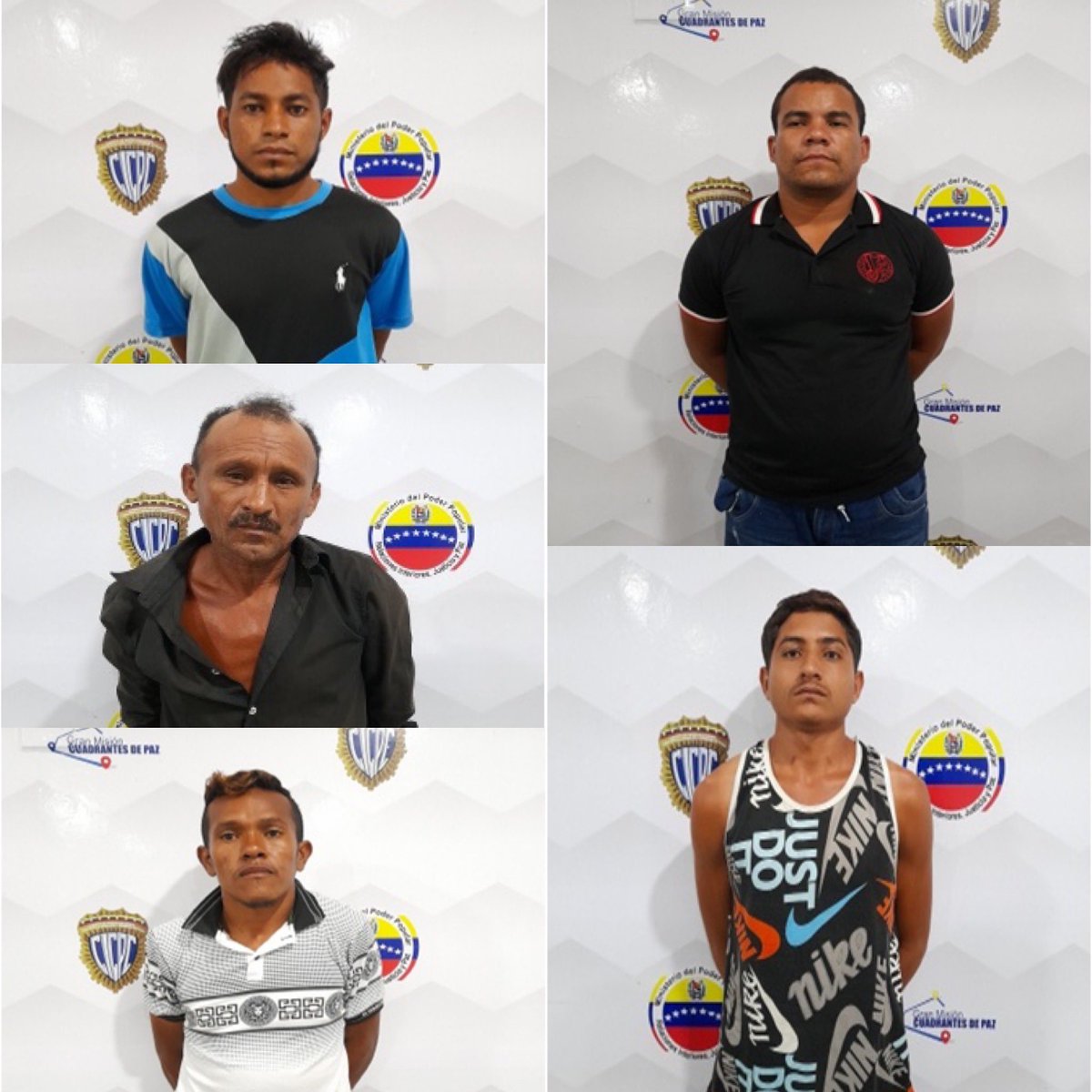 DouglasRicoVzla's tweet photo. #CICPC capturó 5 delincuentes dedicados al robo en viviendas de Cojedes. 
https://t.co/6l6BRplew8
#JuventudIntegraciónYPaz https://t.co/Exb1285w8W