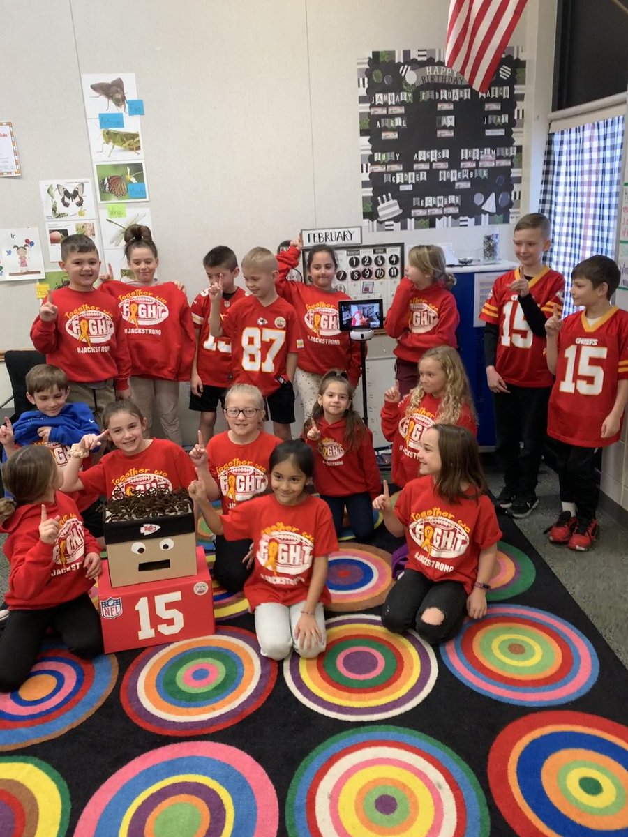 Their buddy Jack may not be with us in class because he is fighting leukemia but we all celebrated the Super Bowl CHAMPS via <a href="/Zoom/">Zoom</a> ❤️ <a href="/chriscabott/">Chris Cabott</a> <a href="/leighsteinberg/">Leigh Steinberg</a> ➡️Peep the <a href="/PatrickMahomes/">Patrick Mahomes II</a> VDay box 😍 #togetherwefight #Jackstrong #SuperBowlLVII