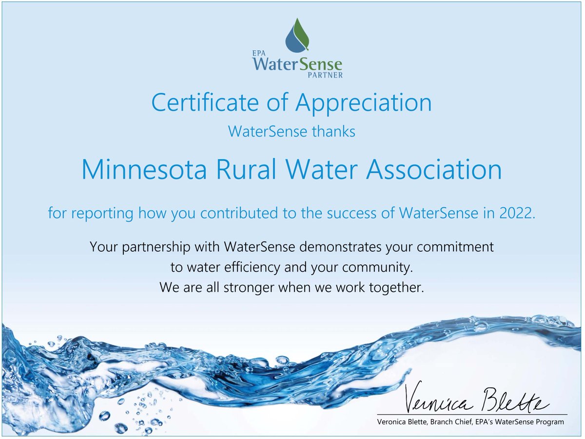 MnRuralWater's tweet photo. @MnRuralWater is a proud partner of EPA's WaterSense program #EPAWatersense #mnruralwater #ruralwater https://t.co/thkkudHt7l