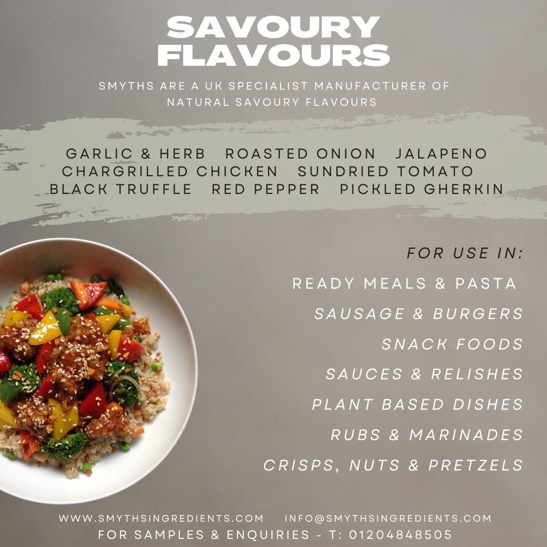 NATURAL SAVOURY FLAVOURS 🍝

Smyths are a UK specialist manufacturer of Natural Savoury Flavours! 

Message us to give them a try🙌🏽😋

#smyths #smythsingredients #flavours #uk #smythsflavours #cooking #flavours  #crisps #pretzels #pasta #pizza #meat #vegan #plantbased #truffle