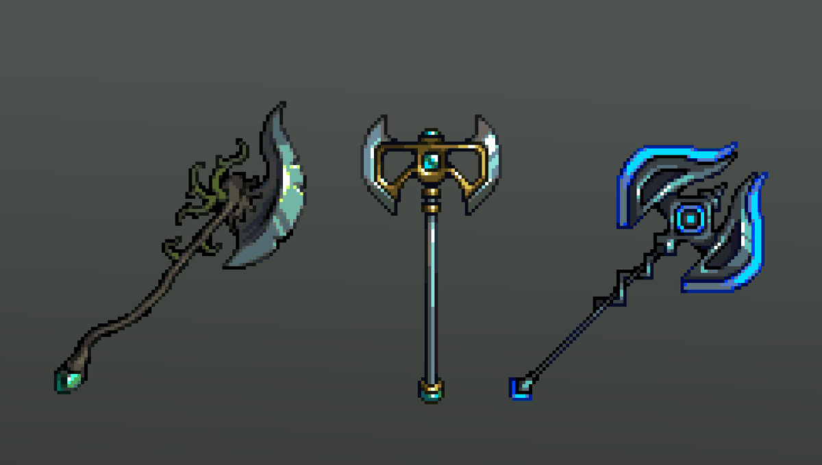 Working on some axe designs  #pixelart