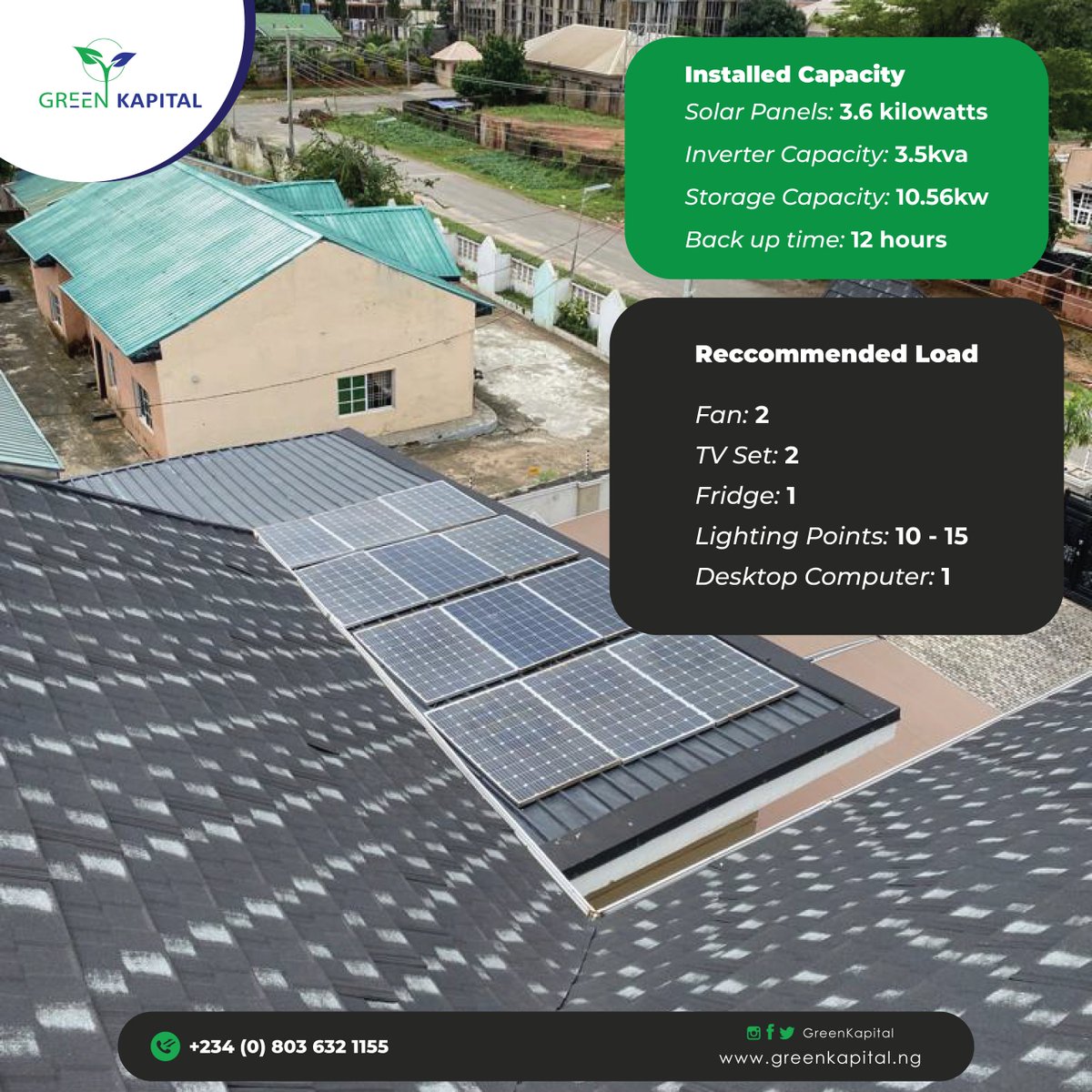GreenKapitalNG's tweet photo. 3.6 kilowatts hybrid solar system with a storage capacity of 10.56 #kilowatts 💡never lose power again, get in touch with us today! ✅🤝🏾
.
.
#greenkapital #solarenergy #solarpower #nepa https://t.co/v6favTRZpH