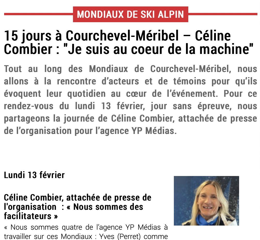 [ Revue de presse ] @CelineCombier à l’honneur dans @Ski_Chrono sur son rôle d’attachée de presse de @CM_2023 🤩 ➡️ ledauphine.com/skichrono/2023…