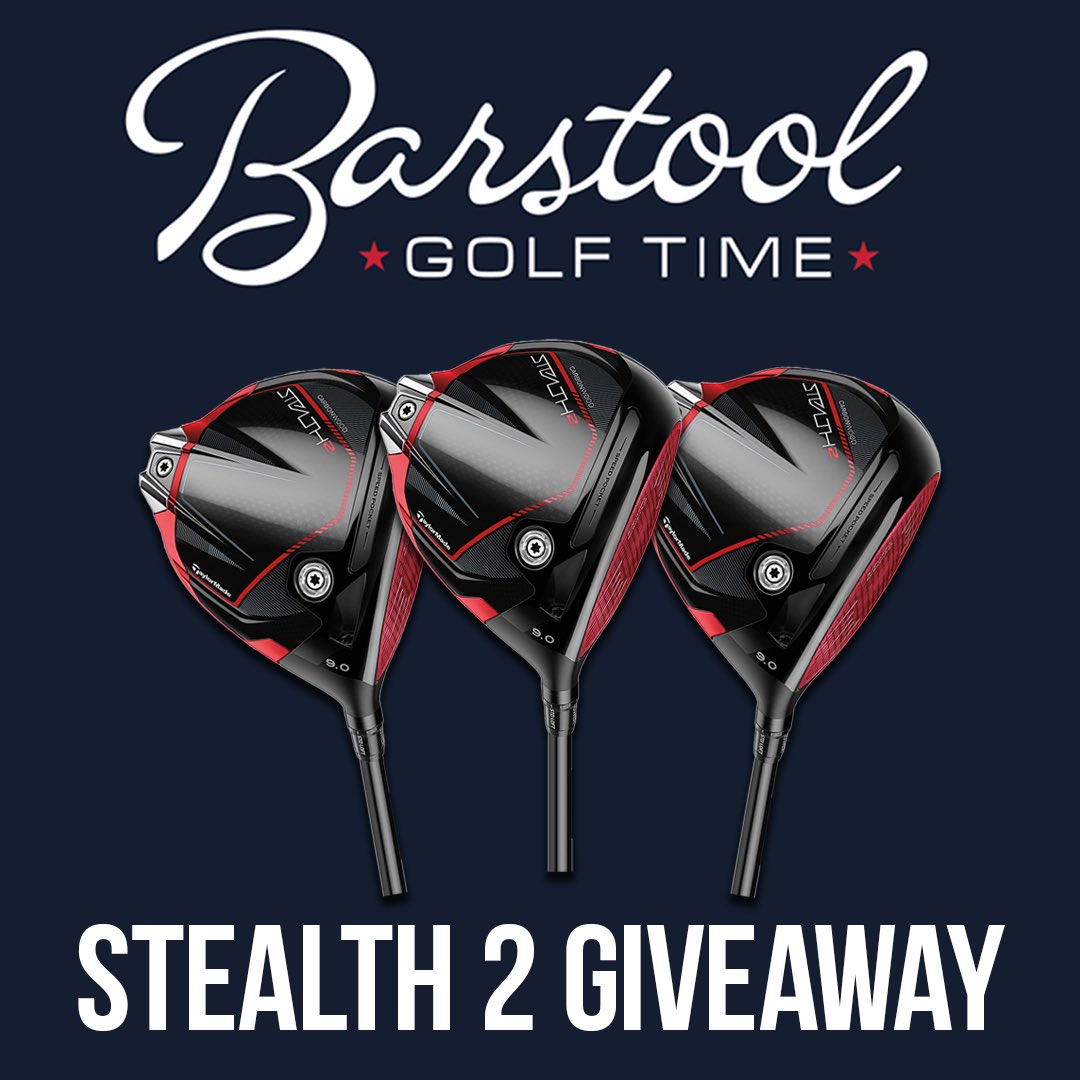 Barstool Golf Time (@stoolgolftime) on Twitter photo 🚨STEALTH 2 GIVEAWAY 🚨
Golf season is almost here, so we’re giving away THREE brand new #Stealth2Drivers. Here’s how to enter:
- Follow <a href="/stoolgolftime/">Barstool Golf Time</a>, <a href="/ForePlayPod/">Fore Play</a>, and <a href="/TaylorMadeGolf/">TaylorMade Golf</a>
- Retweet
- Create an account in the Barstool Golf Time App 🚨STEALTH 2 GIVEAWAY 🚨
Golf season is almost here, so we’re giving away THREE brand new #Stealth2Drivers. Here’s how to enter:
- Follow <a href="/stoolgolftime/">Barstool Golf Time</a>, <a href="/ForePlayPod/">Fore Play</a>, and <a href="/TaylorMadeGolf/">TaylorMade Golf</a>
- Retweet
- Create an account in the Barstool Golf Time App