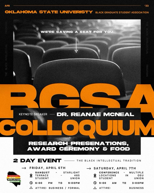 Join us for the OSU BGSA Colloquium on April 8th &amp; 9th of 2023! Colloquium is a two-day celebration of the incredible contributions of OSU’s Black community! Don’t miss out on this inspiring event on campus. See you there! #OSUBGSA2023 ✊🏾✊🏿

#CelebratingBlackExcellence #JoinUs!