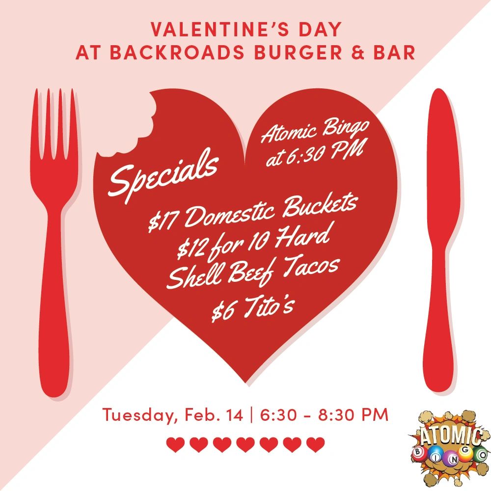 BackroadsPub's tweet photo. Ready to have some fun with your other half? Play some bingo, win some prizes, eat some great food, and have a blast! Make a reservation on our website to guarantee your perfect area of the restaurant: https://t.co/IkRiPzCpjM. #BackroadsPubAndGrill #PlainfieldPub #ClassicBurger https://t.co/ky9MnSjRyJ