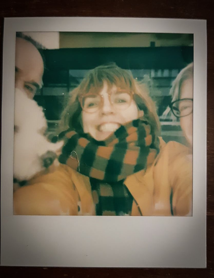 Sateenmuruja's tweet photo. Instead of a GoPro or a drone, I decided to buy a Polaroid for my train journey across Europe. This is me at the start of the journey. With mum, dad & my dog Ernesti. <3 #interraileu https://t.co/ehgnC3LDe4