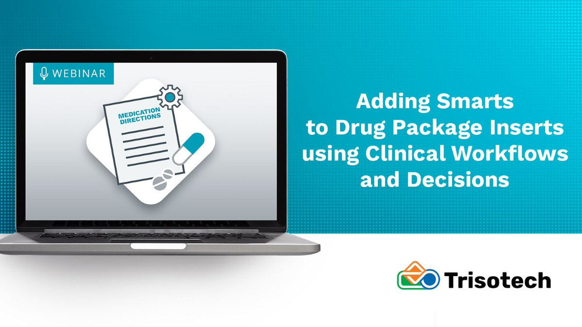 Trisotech's tweet photo. Add smarts to Drug Package Inserts using #ClinicalWorkflows and #DecisionModels!
Don't miss out on this presentation that explores how new technologies and models can enhance the way we access and use this valuable information.
Register now: https://t.co/oS6yNGki2X
#HealthIT https://t.co/yPtMr1Tb7m