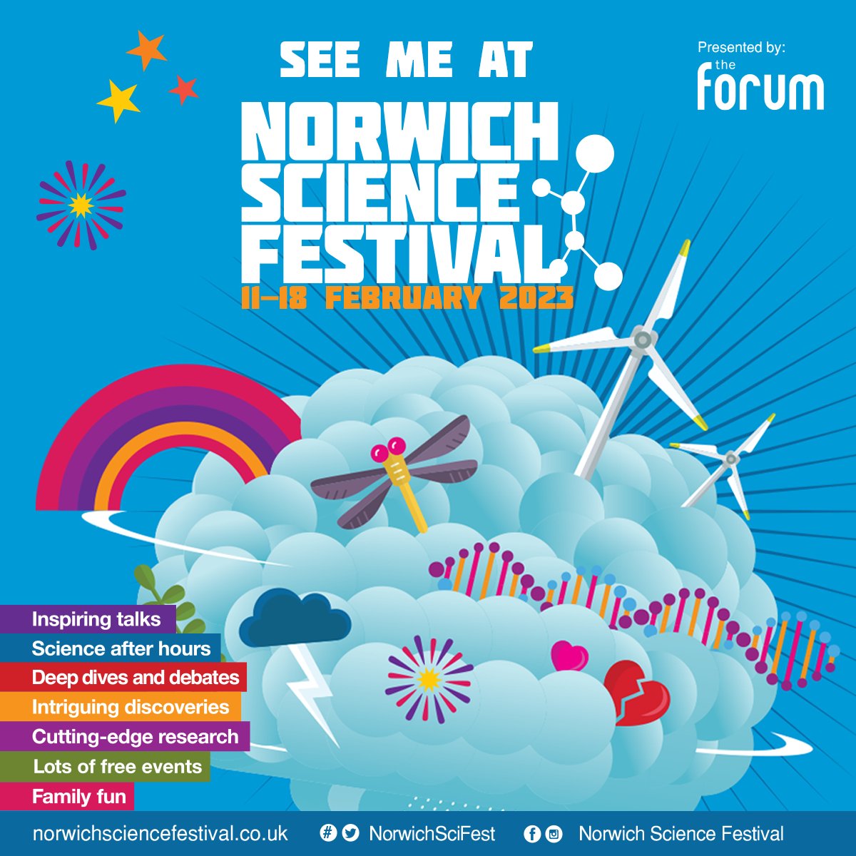 Come and see me at the Norwich Science Festival on 15th February at the Forum. I will be speaking about "Big genomics data and the fight against cancer" @ 5pm.
<a href="/uearesearch/">UEA Research</a> <a href="/ueamed/">MED UEA</a> <a href="/NorwichSciFest/">Norwich Science Festival</a>