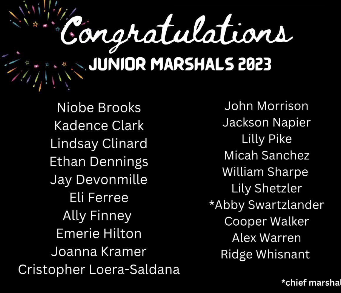 Congratulations to the Junior Marshals!