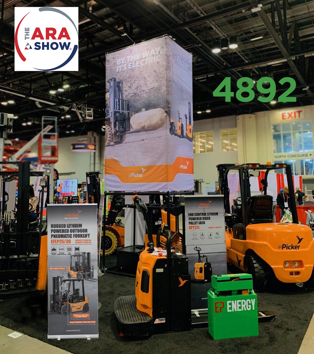 ePickerLifts's tweet photo. #ARAShow 2023! We're there: we hope you're there! Come on by! We have plenty of places for you to sit down and experience ePIcker's range of material handling equipment! https://t.co/koGXwGdY10