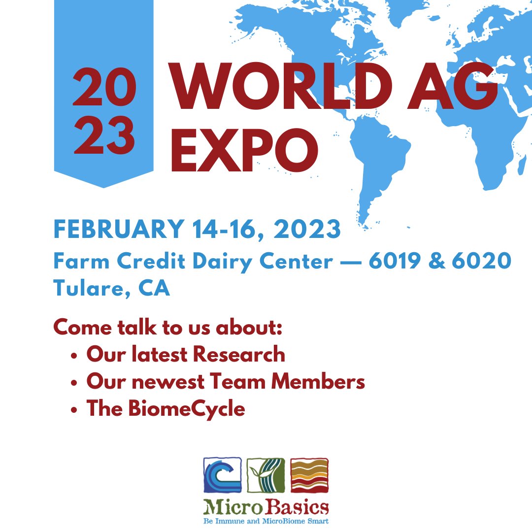 MicroBasics's tweet image. Get Back to Basics this week at the World Ag Expo! Come visit us at booth 6019 and 6020 in the Farm Credit Dairy Center! #worldagexpo #microbasics #calfdistinction