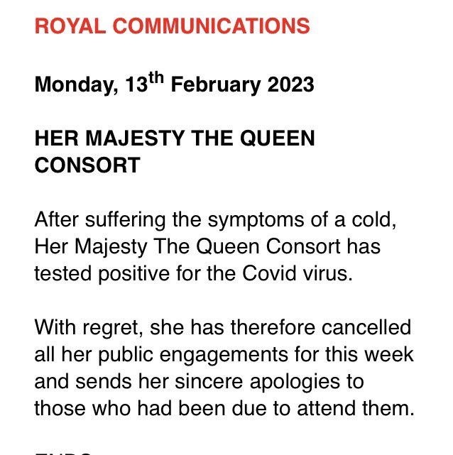 Roya Nikkhah on Twitter "The Queen has tested positive for Covid(01)
