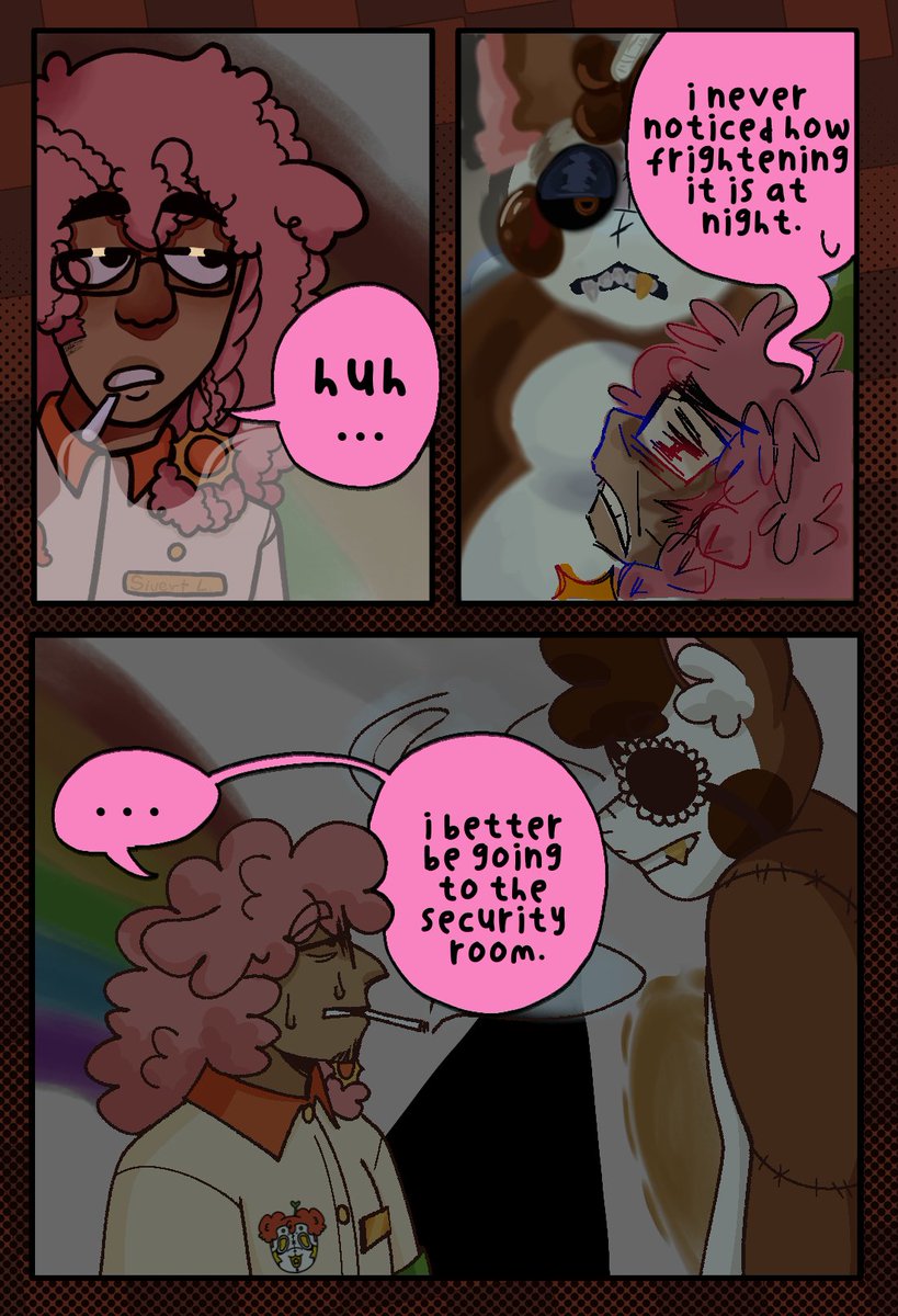 FriendsJuicebox's tweet photo. //Tw: smoking, drugs
The night shift is here!
.
.
.
.
.
#juiceboxfriends #FNAF #FNAFcomic #comic #FNAFau https://t.co/3gK57NvjzO
