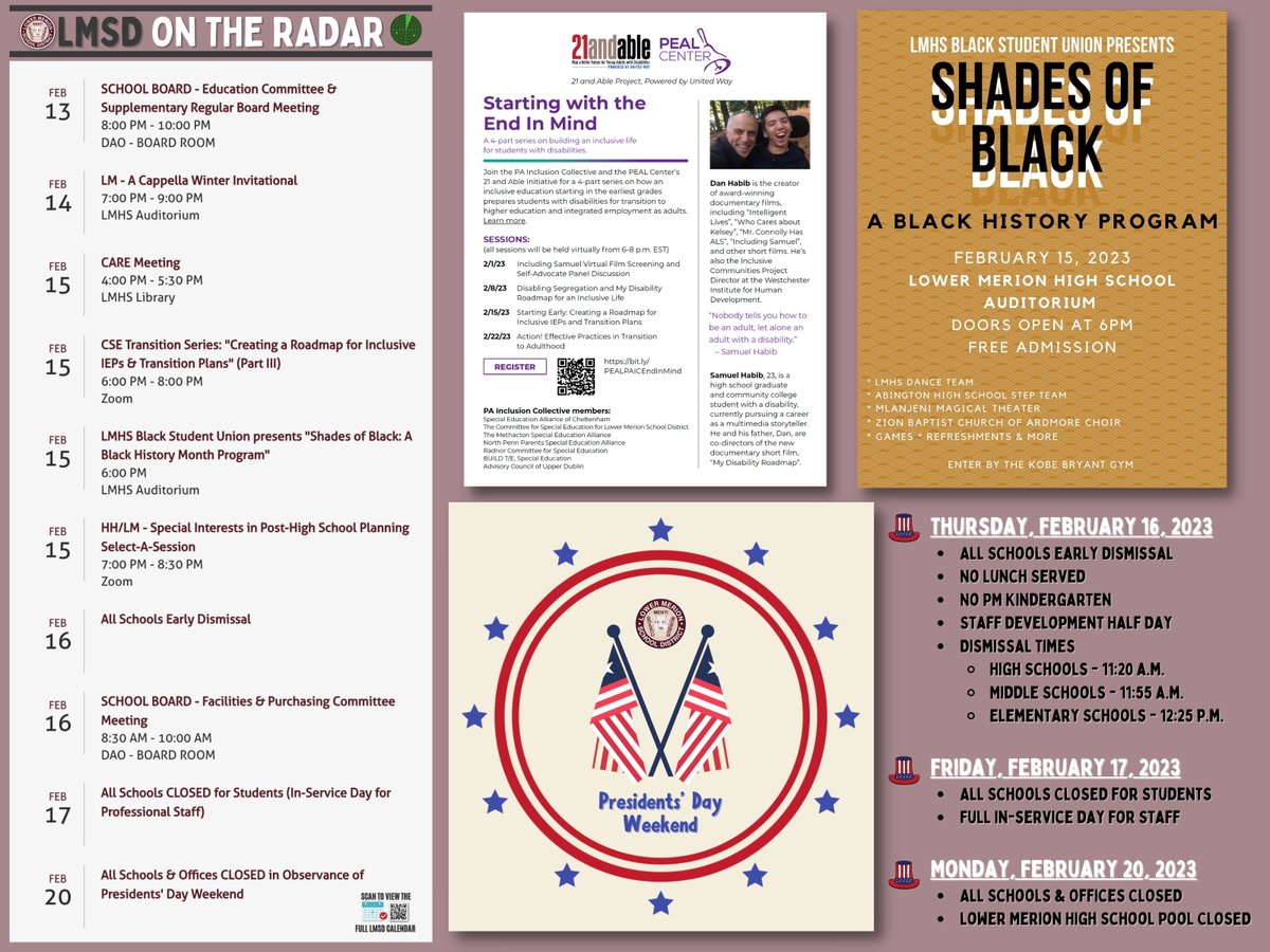 LowerMerionSD's tweet photo. 🗓️Here's some upcoming LMSD events ➕ programs to keep on your radar! 🎼 🇺🇸 ⤵️ https://t.co/TTkIyI2TU4