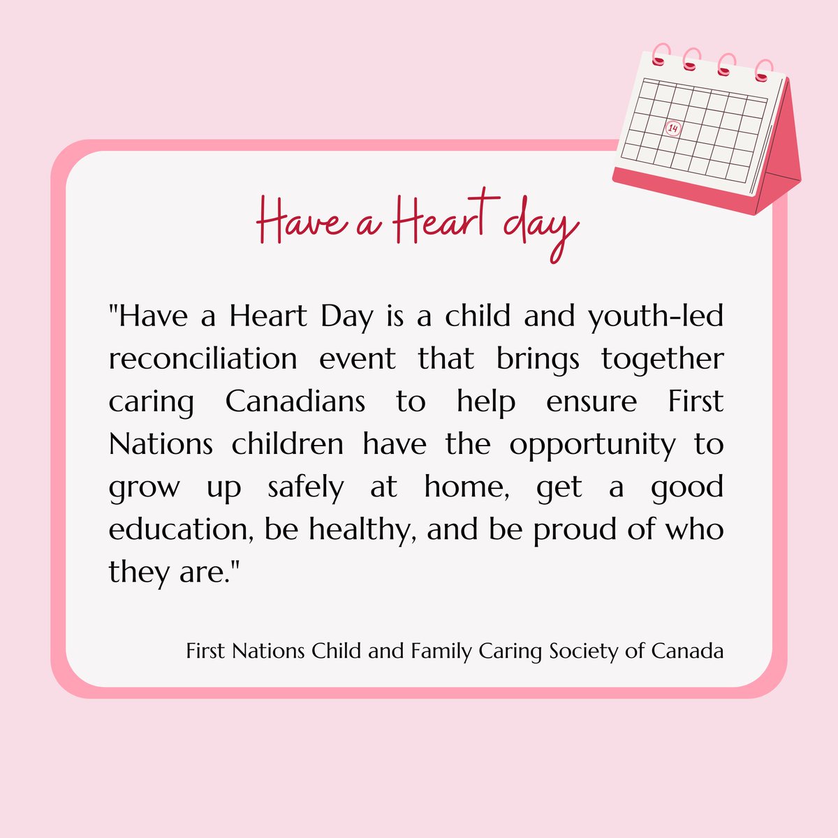 sjsuottawa's tweet image. Each year, on February 14th, we celebrate Have a Hart Day, an event organized by @CaringSociety and led by children and youth. 

Read this fact sheet to learn more about the importance of this event &amp;amp; what you can do!

@SpiritBear #HaveAHeartDay