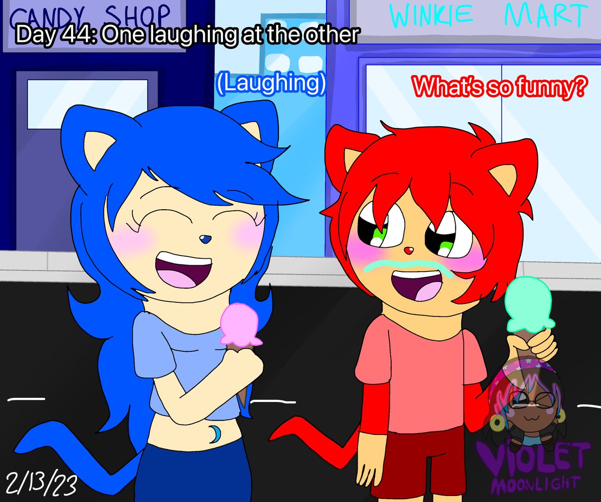 VioletMoonAnima's tweet photo. Day 44: One laughing at the other 

Uhh Dimitri you got a little something on your face 😟🤭

(#AzariaReese #AzariaReesedraws #ThunderReese #Azaria_Art #Azaria_FC #violetmoonlight)

#drawingpromptsinteractions 

#SorayaMongoose #DimitriMongoose #laughingatother #drawing https://t.co/2pKgMmcbAT