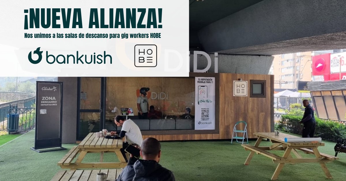 ¡Nos unimos a Hobe en Chile! Hobe apuesta por el bienestar de los trabajadores independientes creando salas de descanso donde poder cargar sus dispositivos, comer algo o socializar con otros compañeros.

En Bankuish nos encanta esta apuesta por los gig workers 🚀

#Chile #Fintech