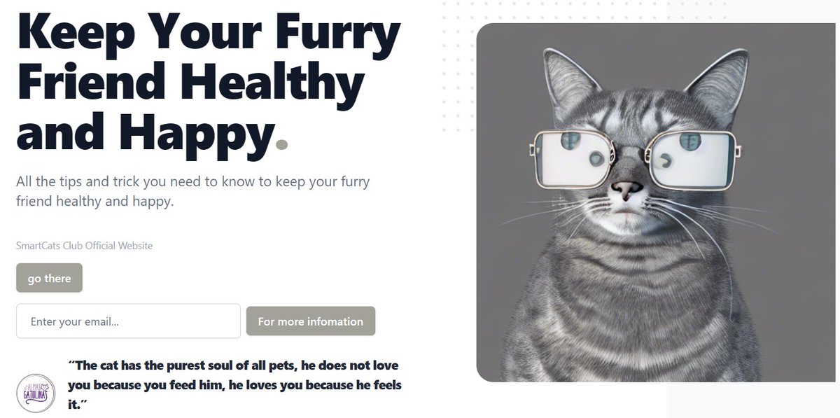 SmartCatsClub's tweet photo. SmartCats Club is not only about managing donations but we also want to help you take care of your cat. For that purpose, we present "SmartCats Care", a blog with info and tips to keep your cat happy😺. Check it out!!
https://t.co/ocOgjxT7U3
#SmartCatsClub #SmartCatsCare #NFT https://t.co/7ktxPi9nec